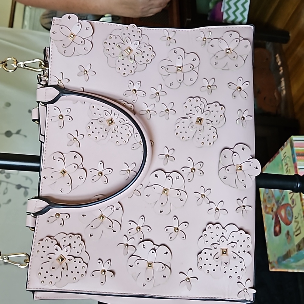 Women's Floral Appliqué Tote Bag - Pink